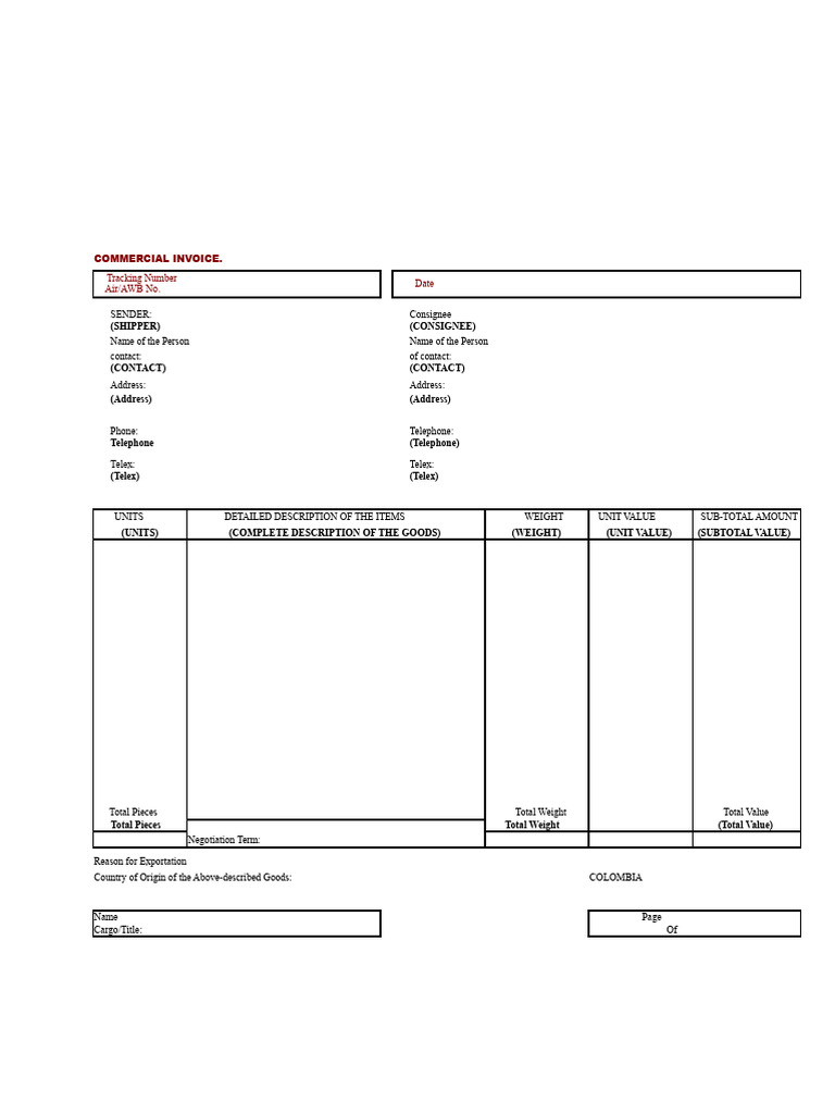 Commercial Invoice Template Guide | PDF | Invoice