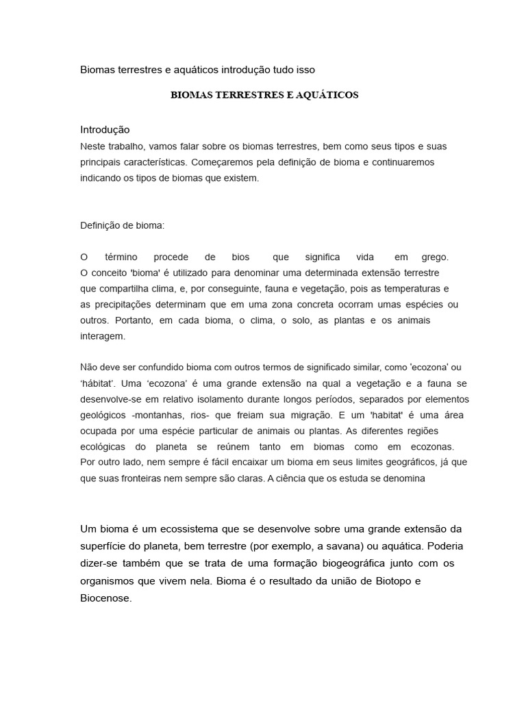 Biomas Terrestres e Aquáticos: Definição e Tipos | PDF | Deserto ...
