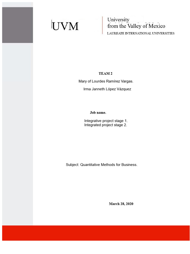 Integrative project Quantitative methods | PDF | Quantitative Research ...