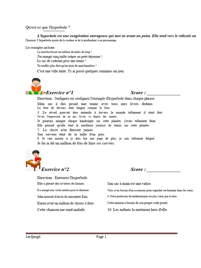 Exercices sur l'hyperbole | PDF