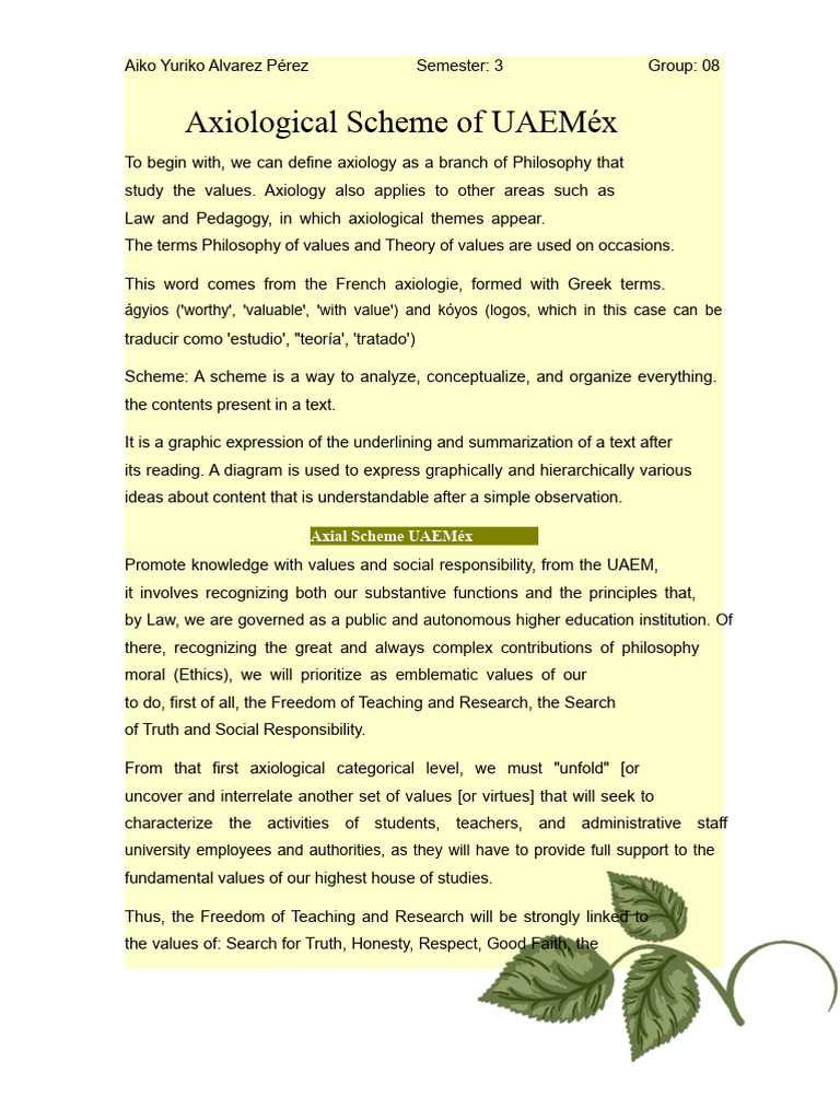 Axiological Framework of UAEMéx | PDF | Value (Ethics)