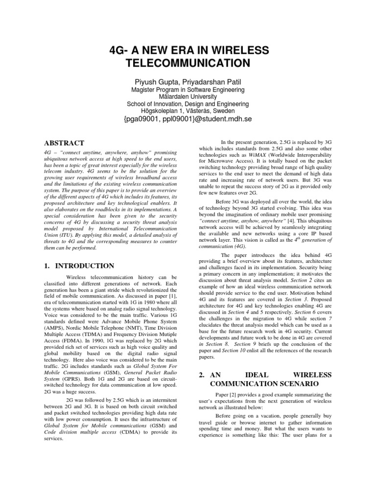 Overview of 4G Wireless Technology | PDF | Business | Computers