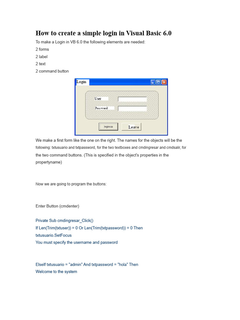 Simple VB 6.0 Login Tutorial | PDF | Databases | Computing