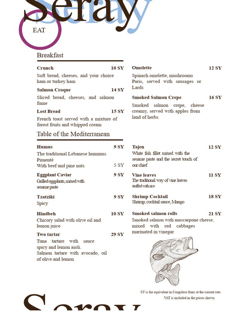Seray Restaurant Menu Overview | PDF | Martini (Cocktail) | Salad