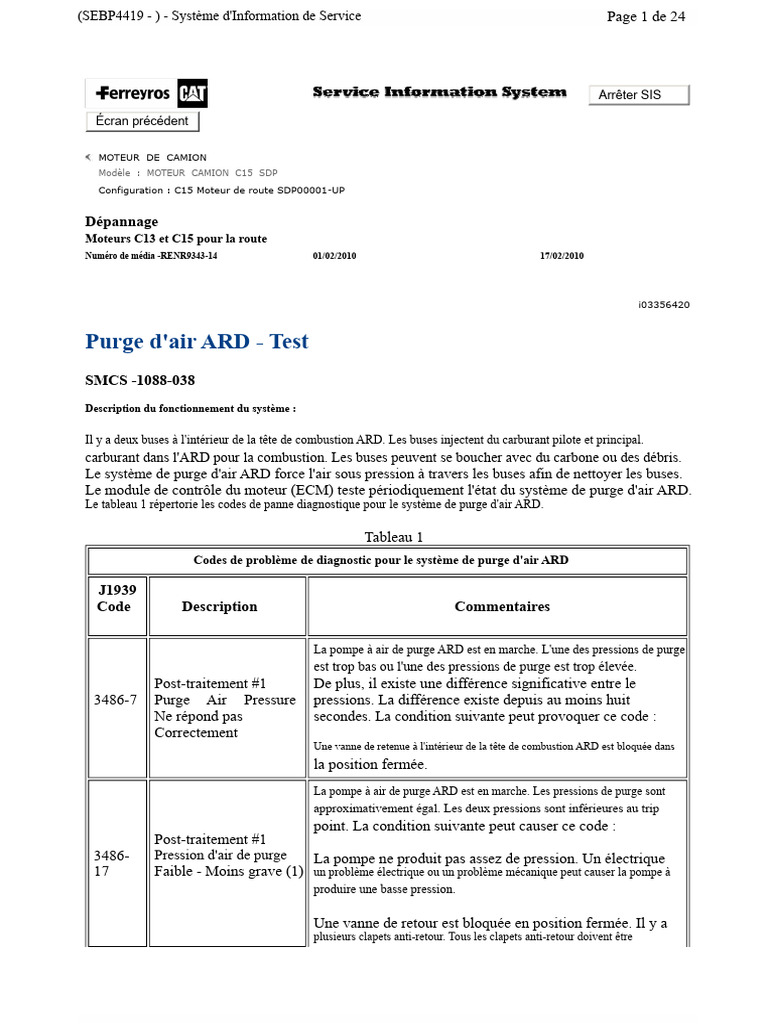 Dépannage du système ARD C15 SDP | PDF | Soupape | mesure de pression