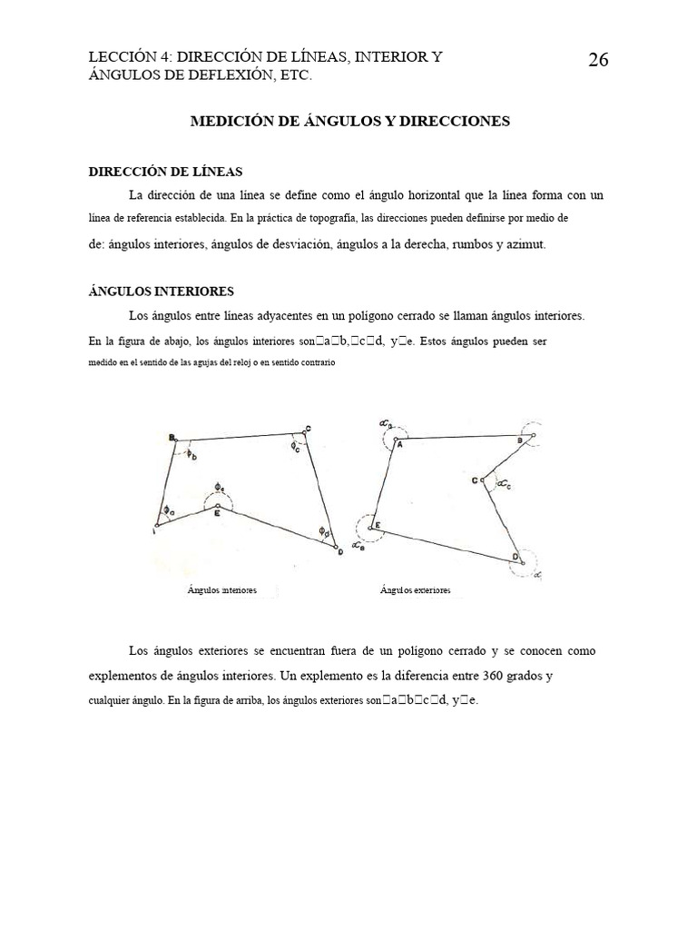 Lección 3 Dirección de Líneas, Ángulos Interiores y de Deflexión, Etc ...