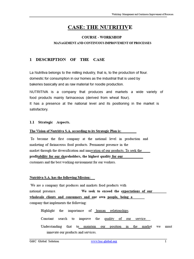 Practical Case Processes - Company La Nutritiva | PDF | Marketing ...