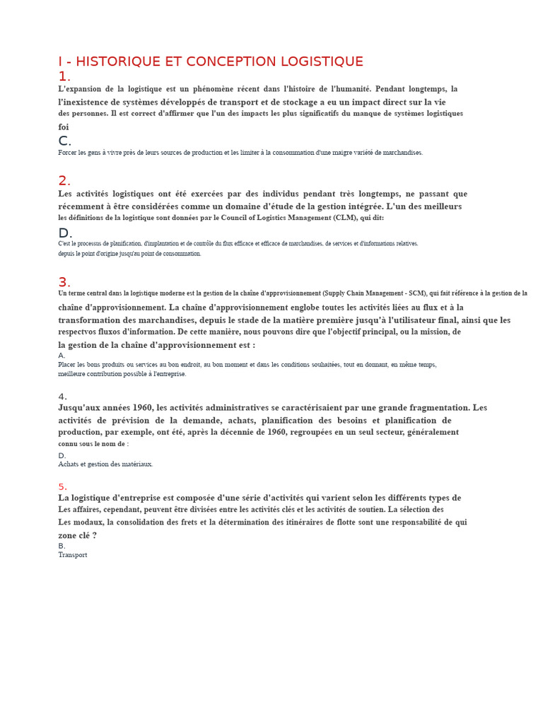 Historique et enjeux de la logistique | PDF | Logistique | Lean ...