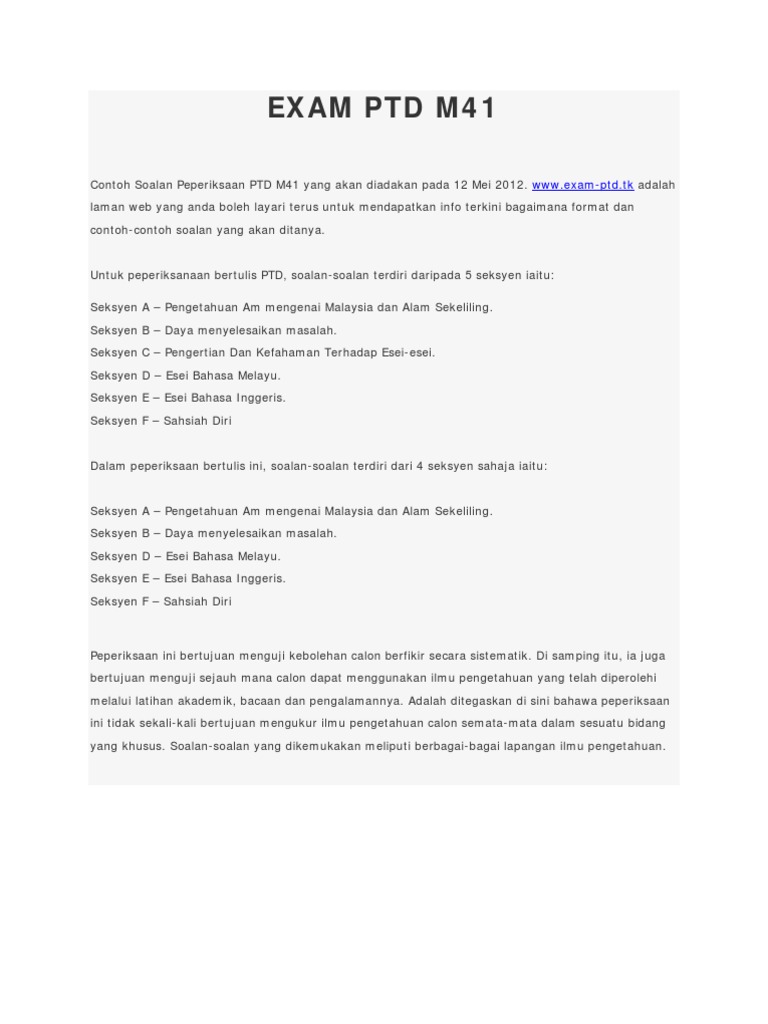 Exam PTD Exam PTD