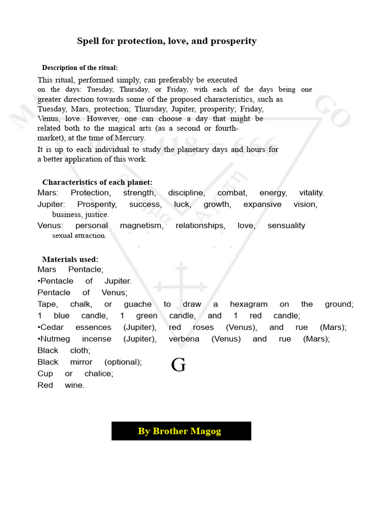 Ritual for Love, Protection, Prosperity | PDF