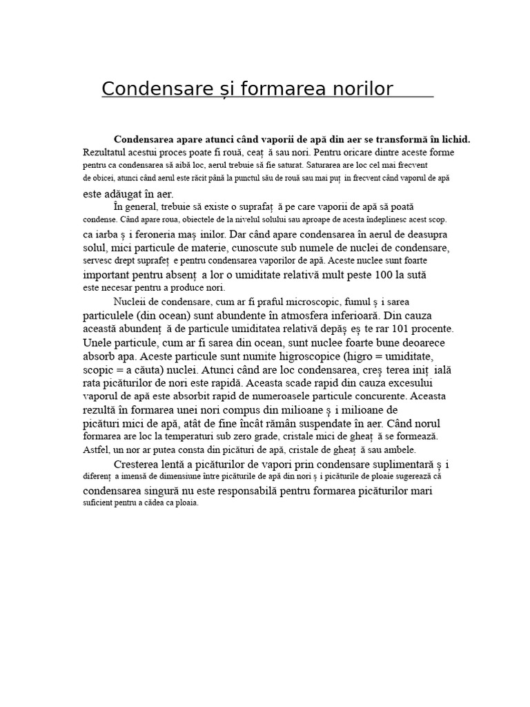 Condensare Și Formarea Norilor | PDF