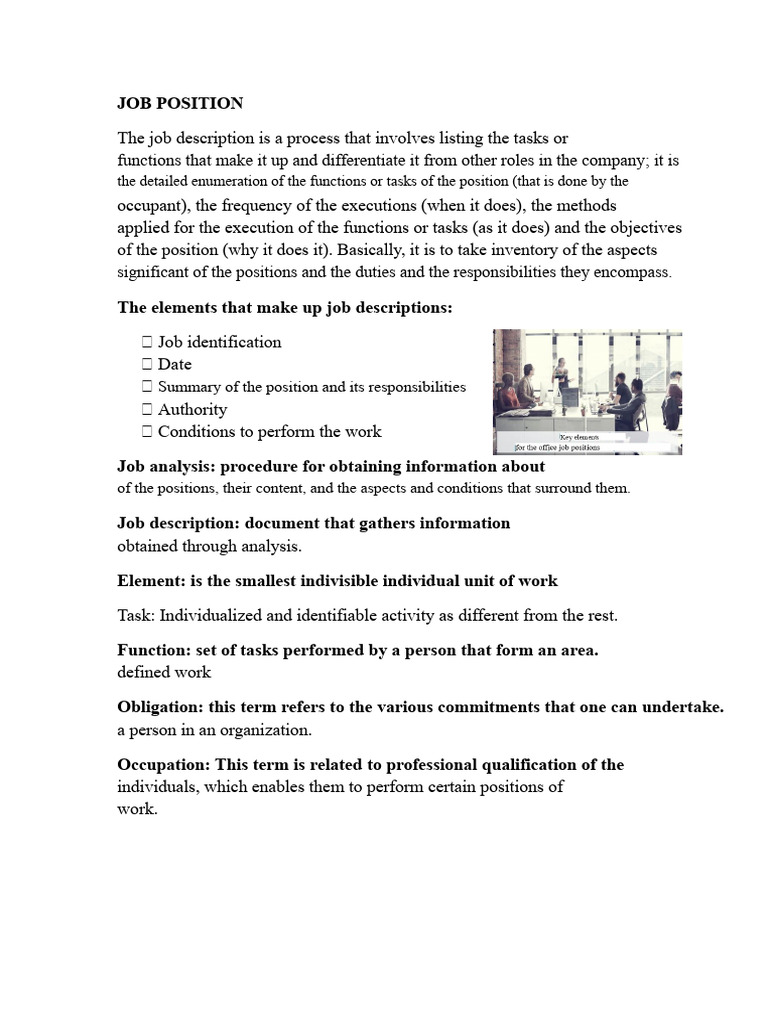 Comprehensive Job Description Guide | PDF