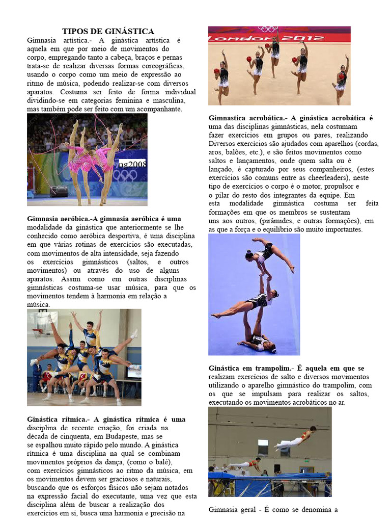 Tipos de Ginástica: Modalidades e Características | PDF | Imposto sobre ...