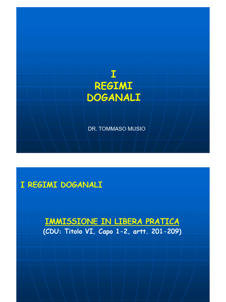 I Regimi Doganali PDF | PDF