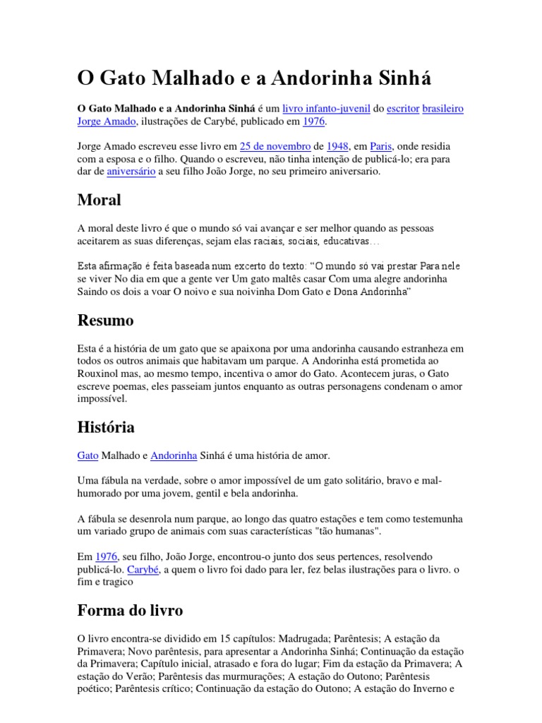 o-gato-malhado-e-a-andorinha-sinh-pdf-gatos-amor