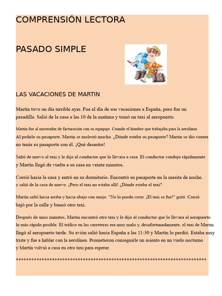 3896 - Archivo - Lectura Comprensión Pasado Simple - Ejercicios de ...