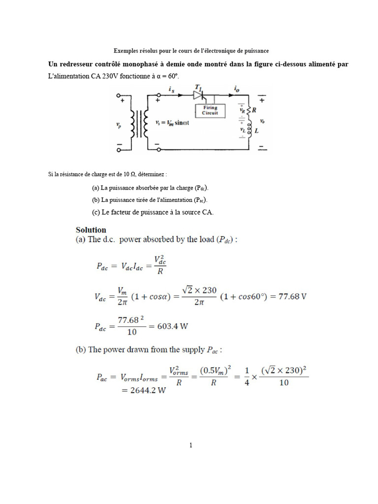 Exemples d'électronique de puissance | PDF | Redresseur | Courant ...