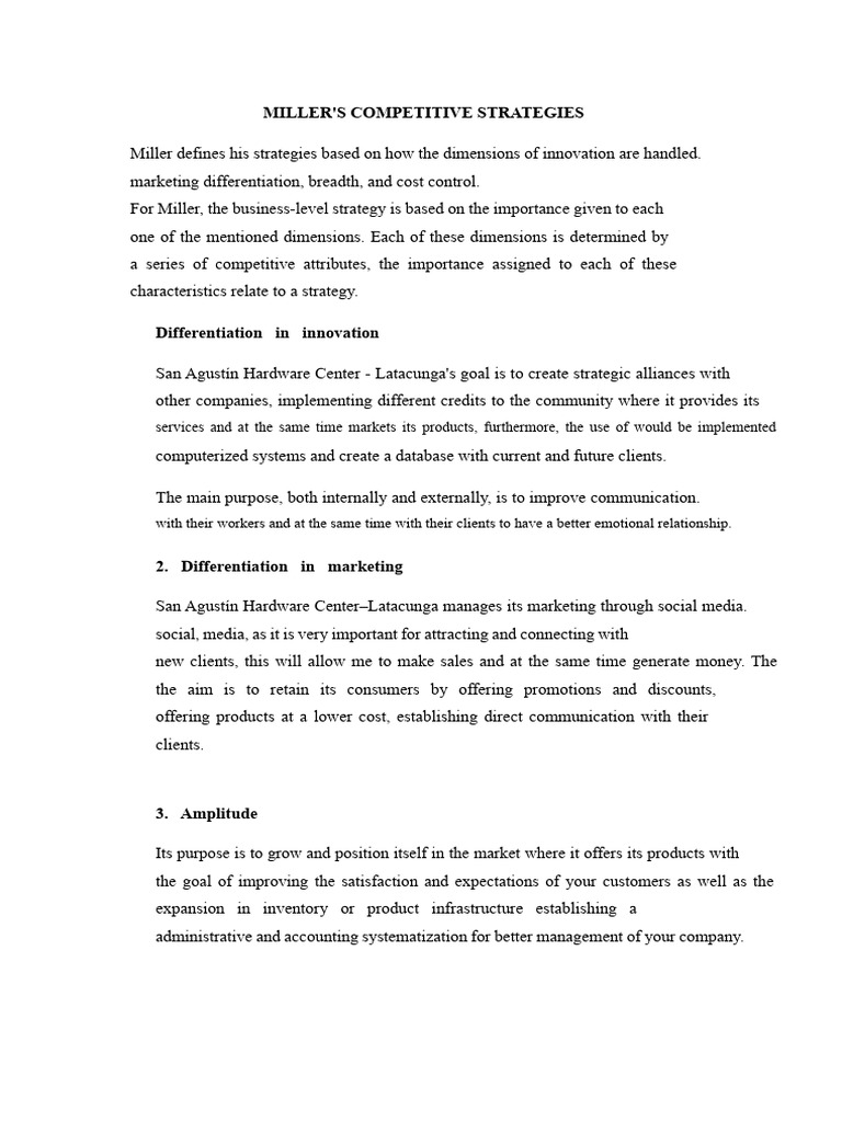 Miller's Competitive Strategies Explained | PDF | Strategic Management ...