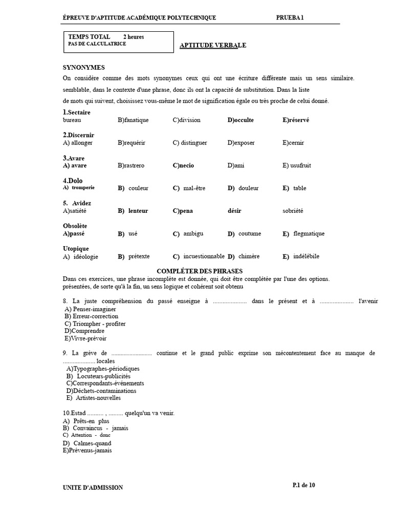 Examen d'entrée polytechnique 2023 | PDF
