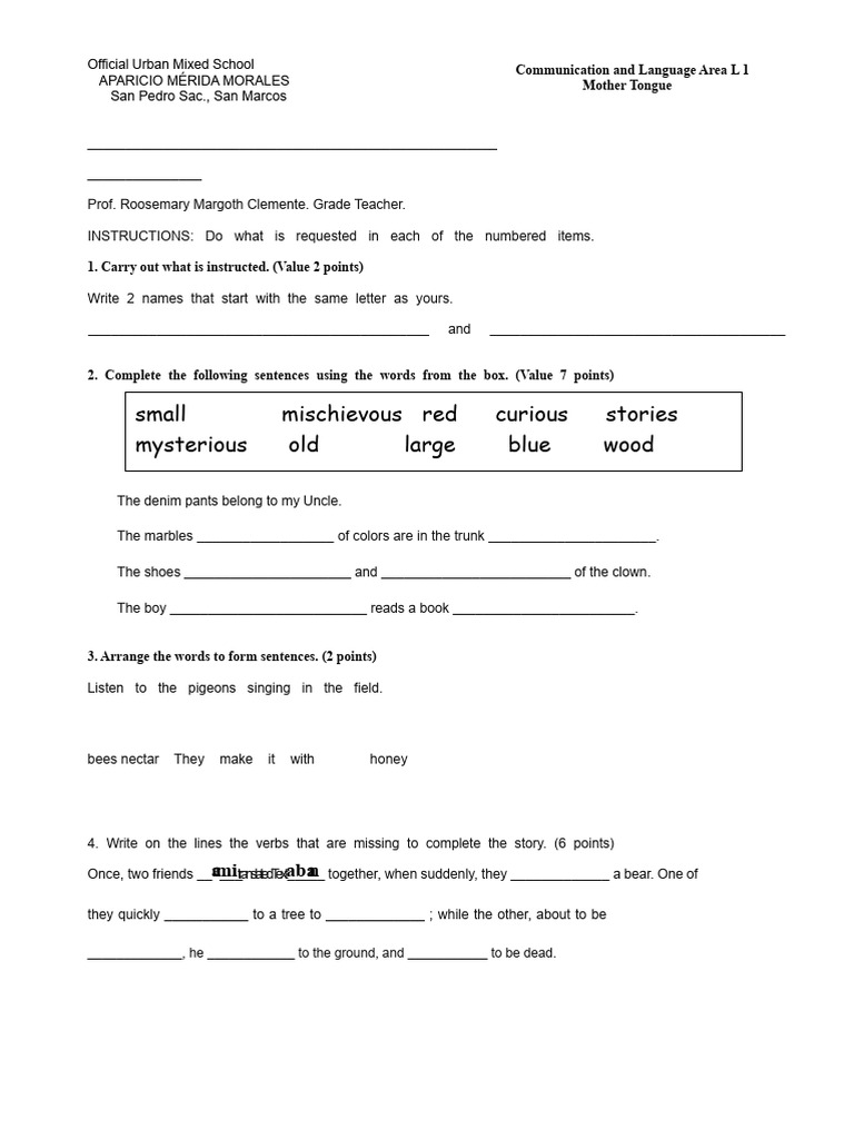 Grade 1 Language Activities Guide | PDF