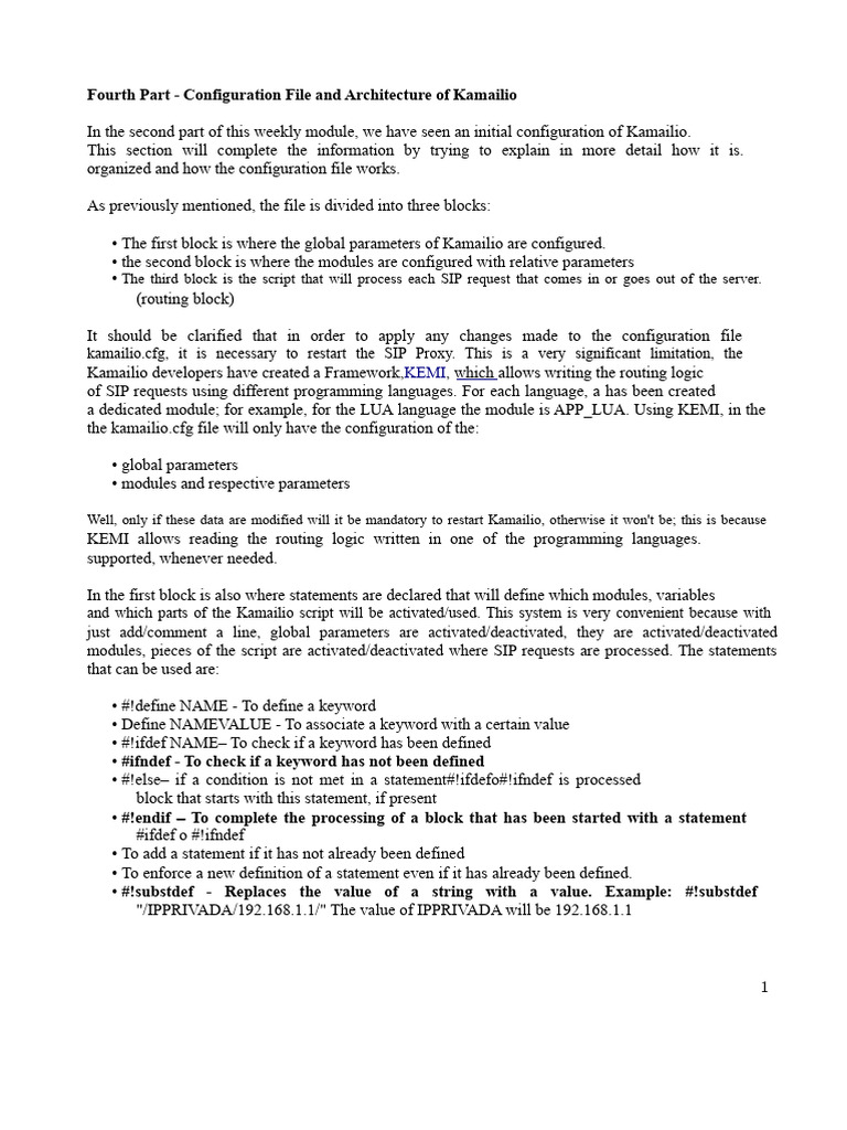 4 - Configuration File and Documentation of Kamailio | PDF | Domain ...