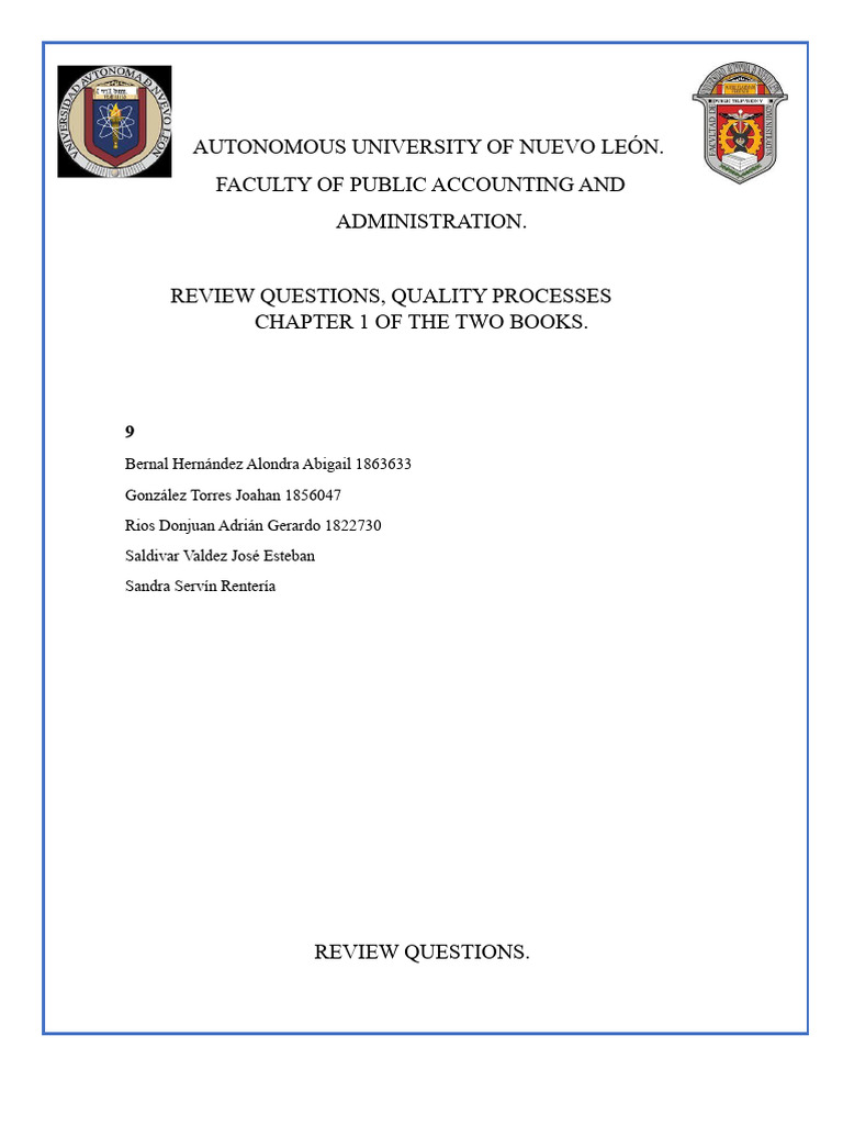 Quality Processes Review Questions | PDF | Value (Economics)