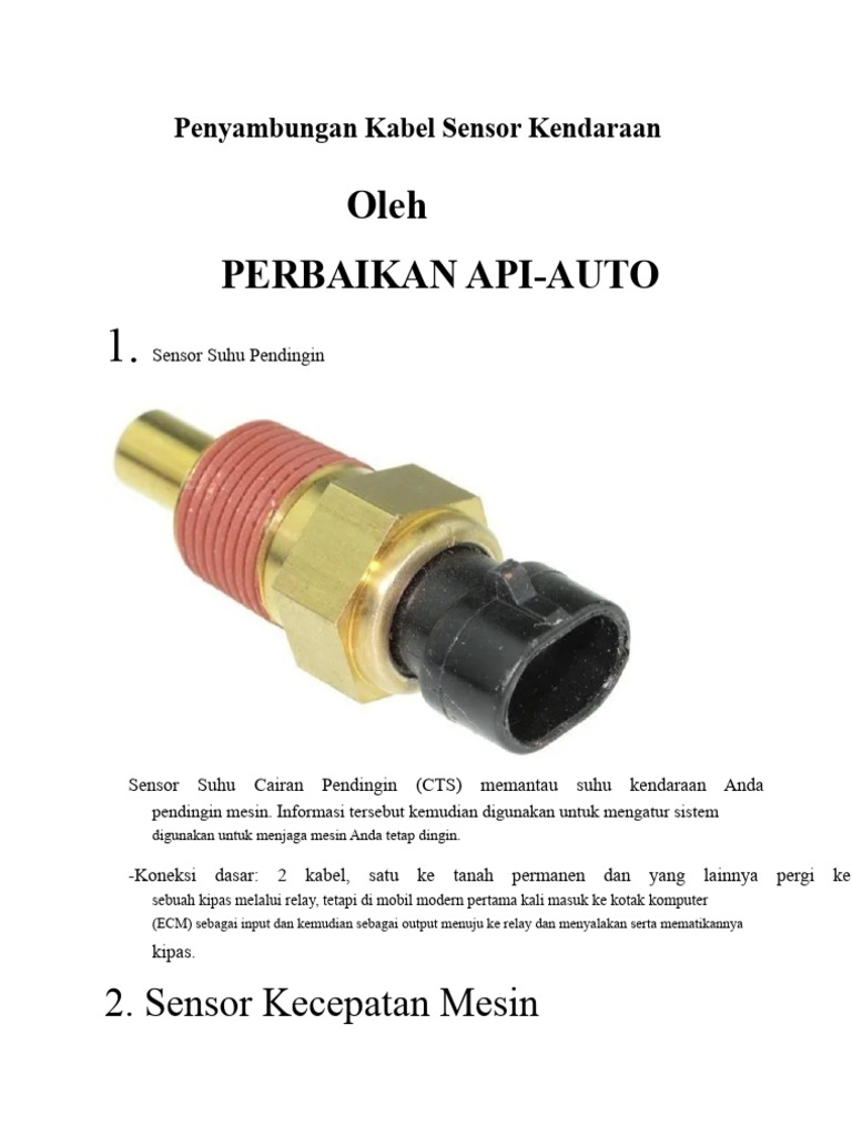 Panduan Penyambungan Kabel Sensor Mobil | PDF