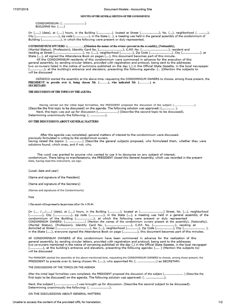 View of Minutes of The General Meeting of The Condominium | PDF | Condominium