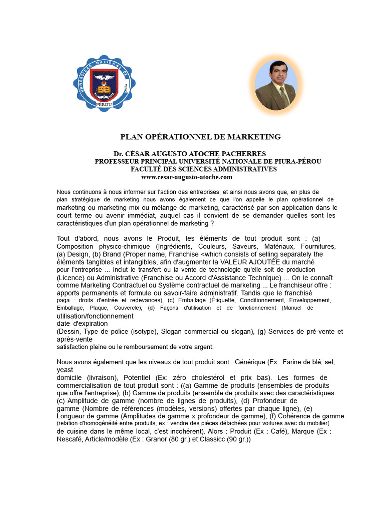 Plan opérationnel de marketing efficace | PDF | Commercialisation ...