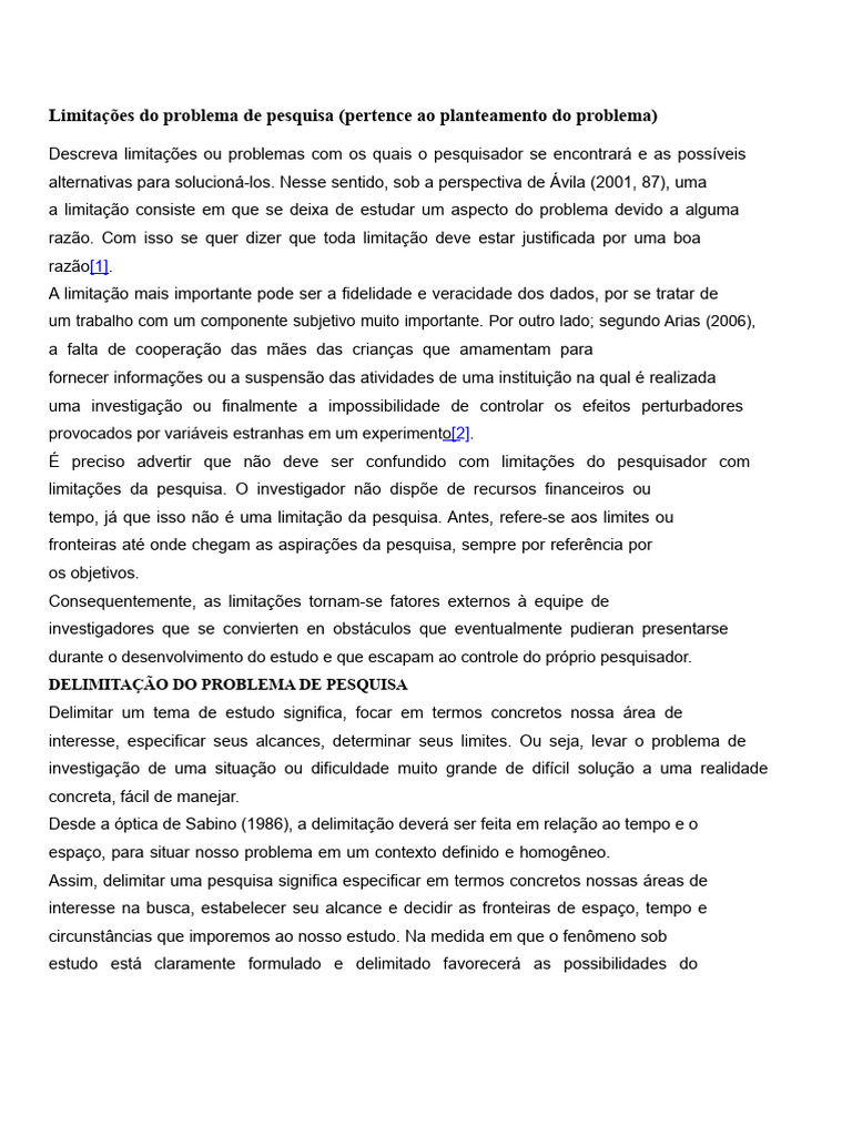 Limitação e Delimitação Do Problema de Pesquisa | PDF | Tempo ...