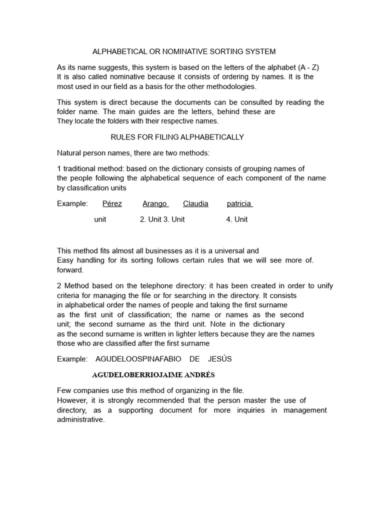 Alphabetical Sorting System Guide | PDF