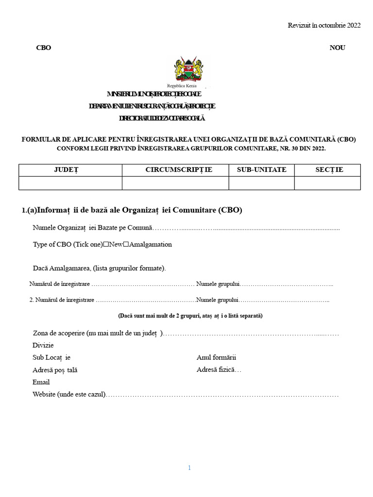 CBO Formular de Înregistrare 2024 | PDF