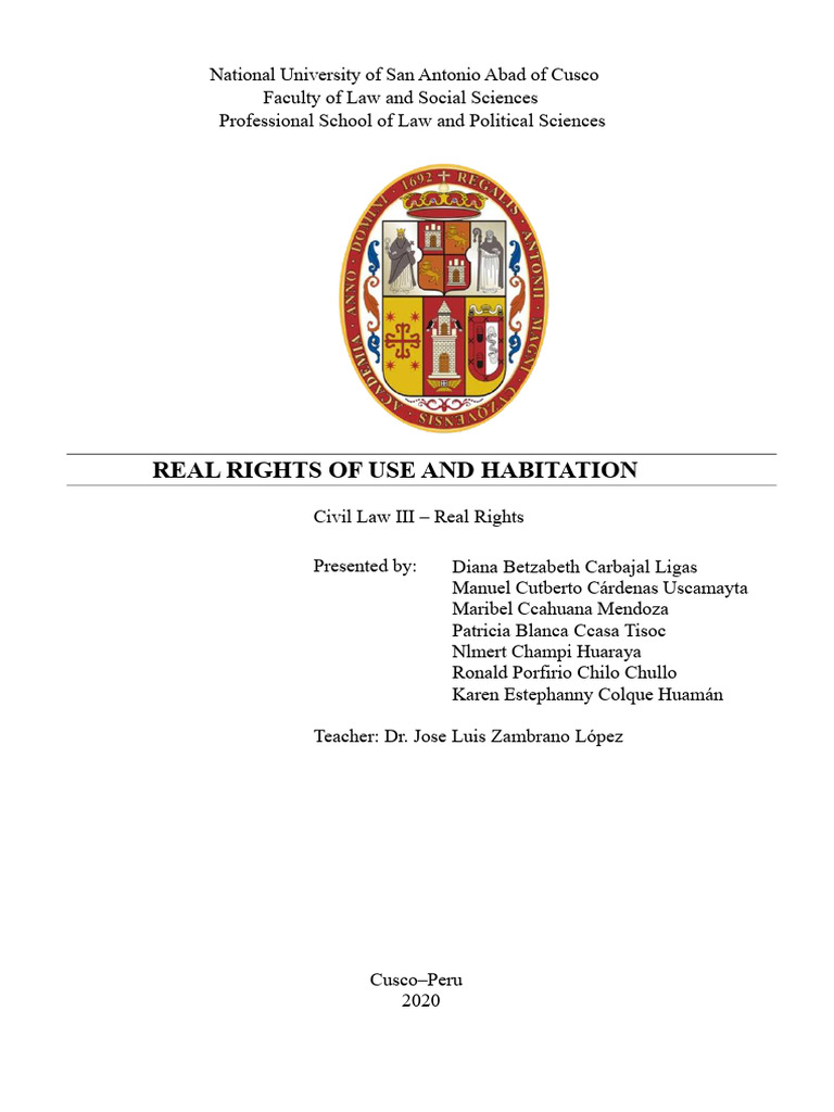 Real Rights of Use and Habitation Explained | PDF | Property | Lease