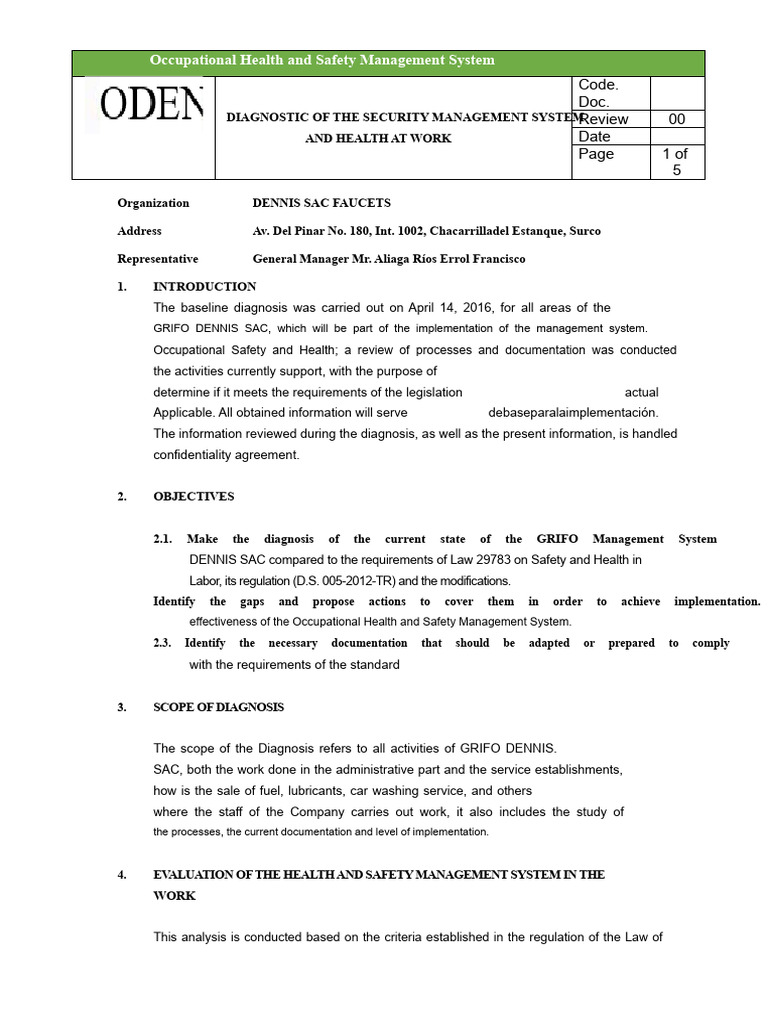 Dosh Safety Management System Diagnosis | PDF | Occupational Safety And ...