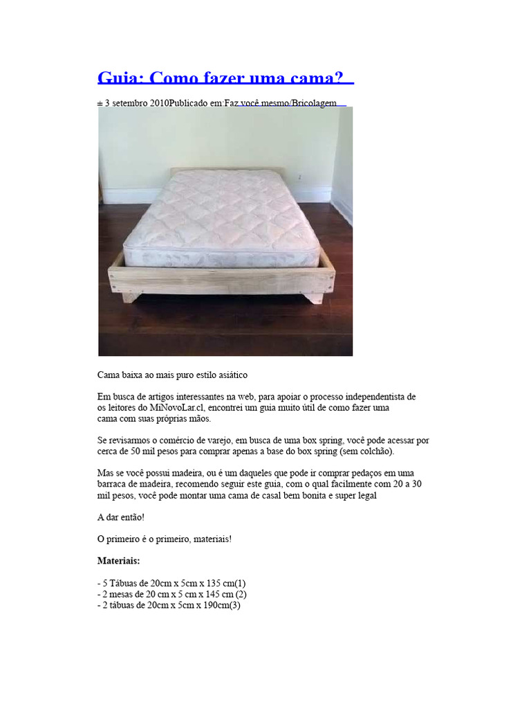 Guia Para Fazer Uma Cama | PDF | Cama | Colchão