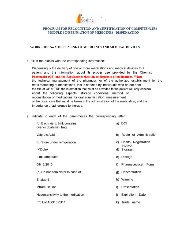 Workshop No 2 Dispensation | PDF | Pharmacy | Medical Prescription