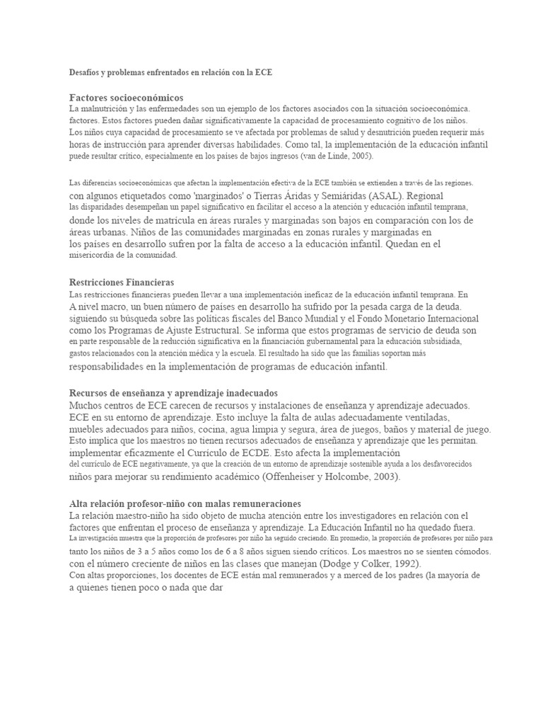 Desafíos en la Educación Infantil ECE | PDF | Enseñando | Educación de ...