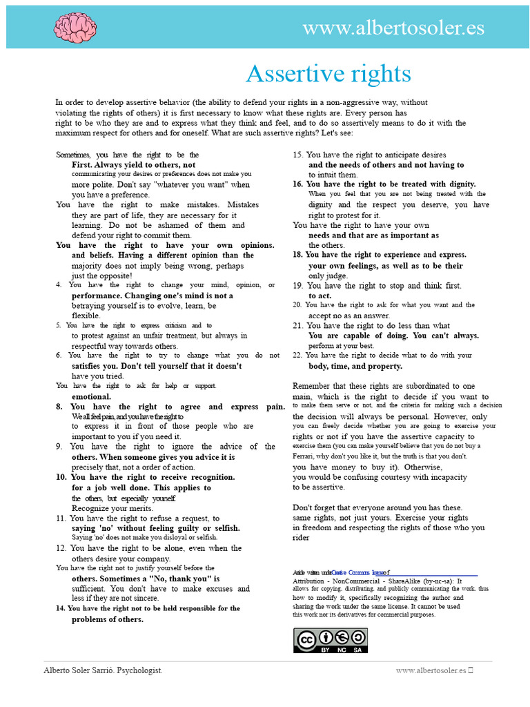 The Assertive Rights PDF | PDF | Mind | Social Psychology