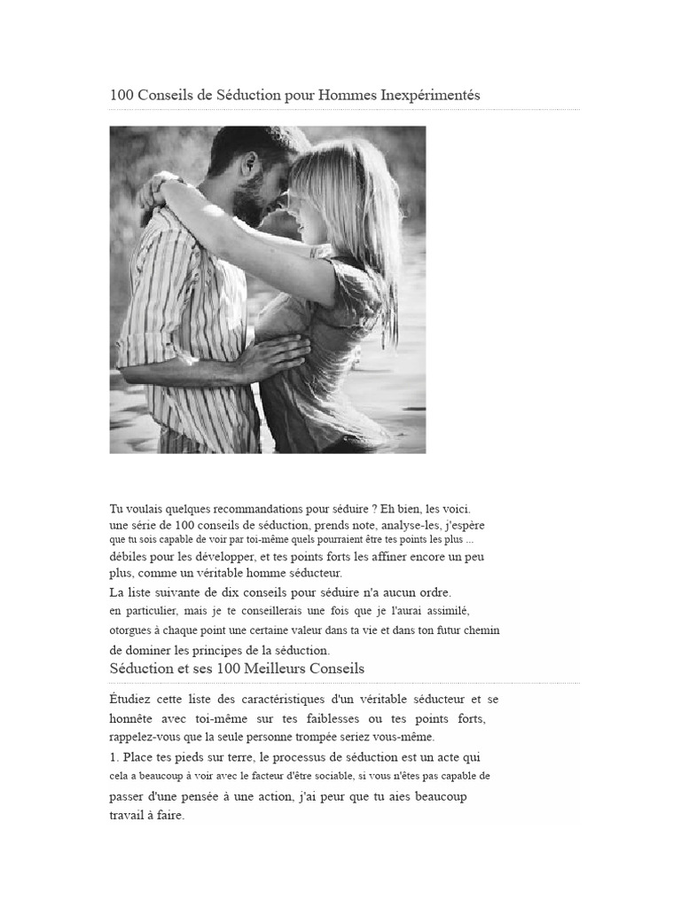 100 Conseils De S duction Pour Hommes PDF Baiser