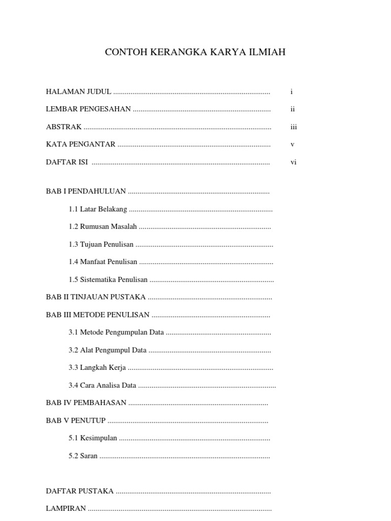Contoh Kerangka Karya Ilmiah