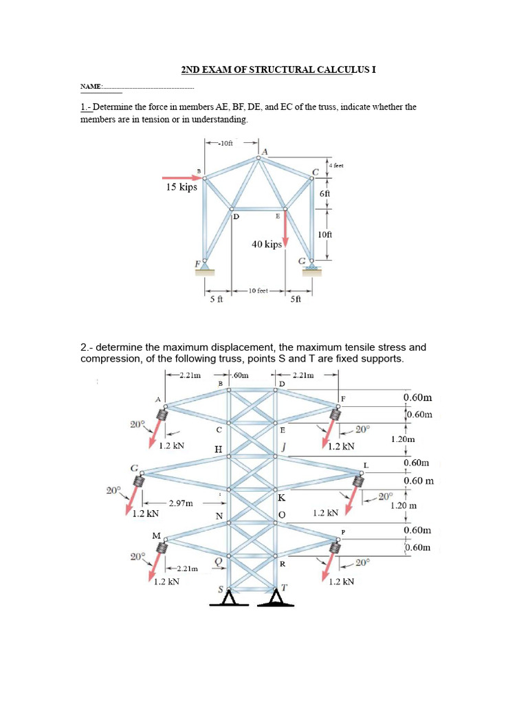 2ND Examination of Structural Calculus I | PDF