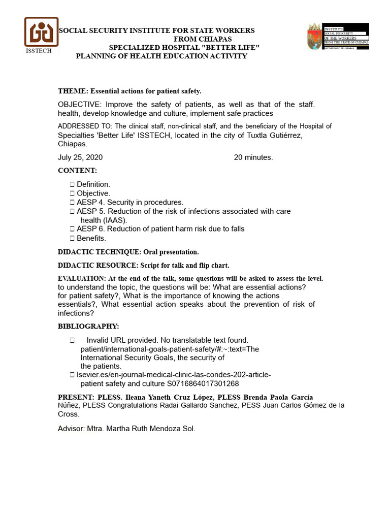 Guideline For Talk Essential Actions | PDF | Hospital Acquired ...