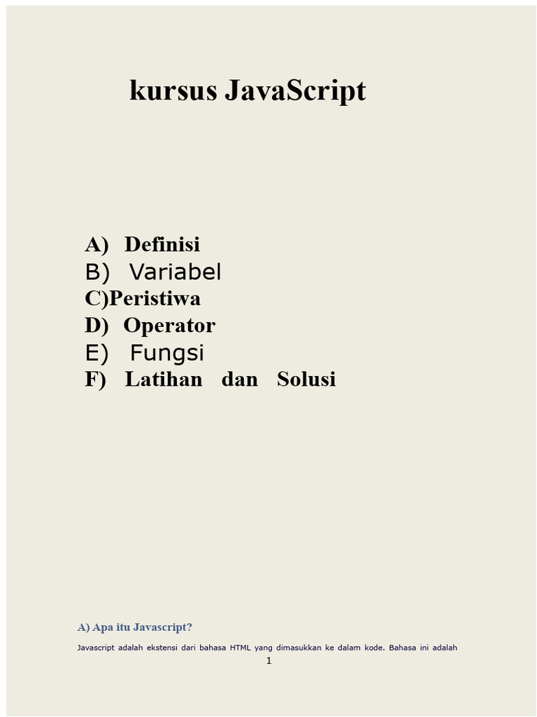 kursus dan latihan javascript | PDF