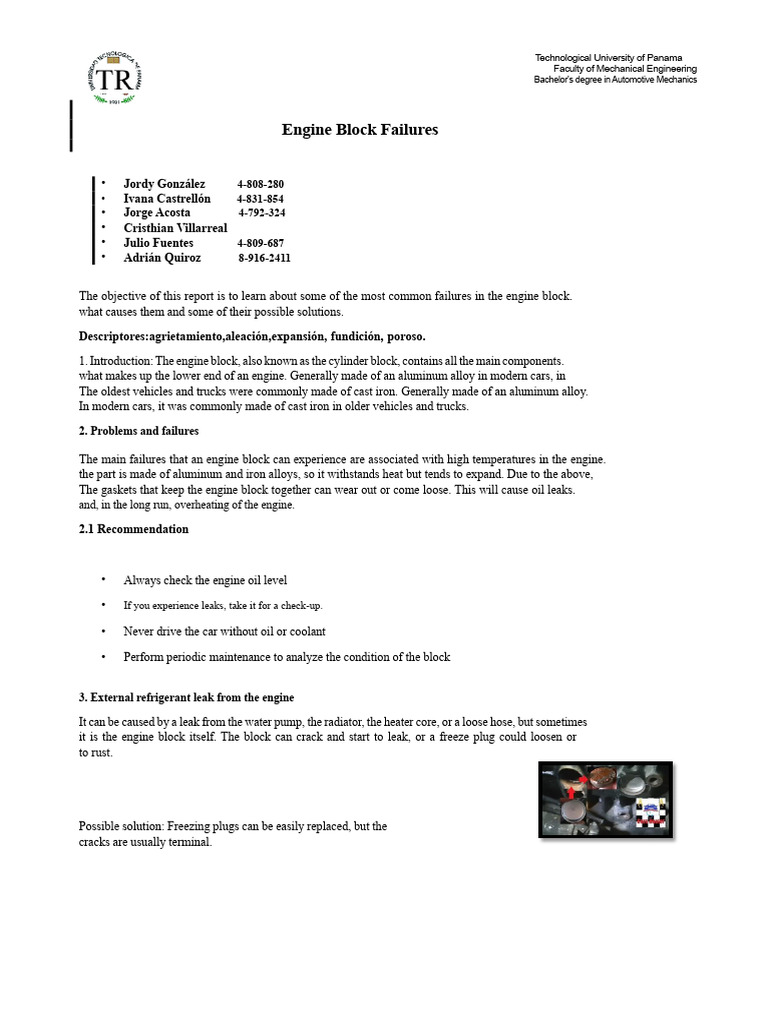 Engine Block Failures and Solutions | PDF | Piston | Motor Oil