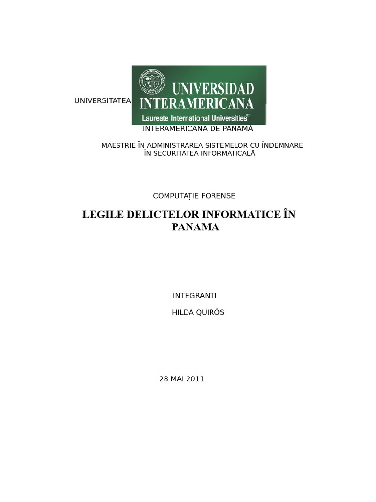 Legi Privind Infracțiunile Informatice În Panama | PDF