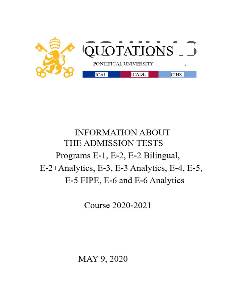 Admission Tests 2020-2021 Overview | PDF | University And College ...