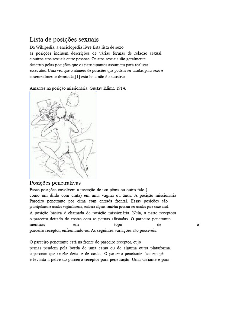 Lista de Posições Sexuais | PDF | Relação sexual | Sexo anal