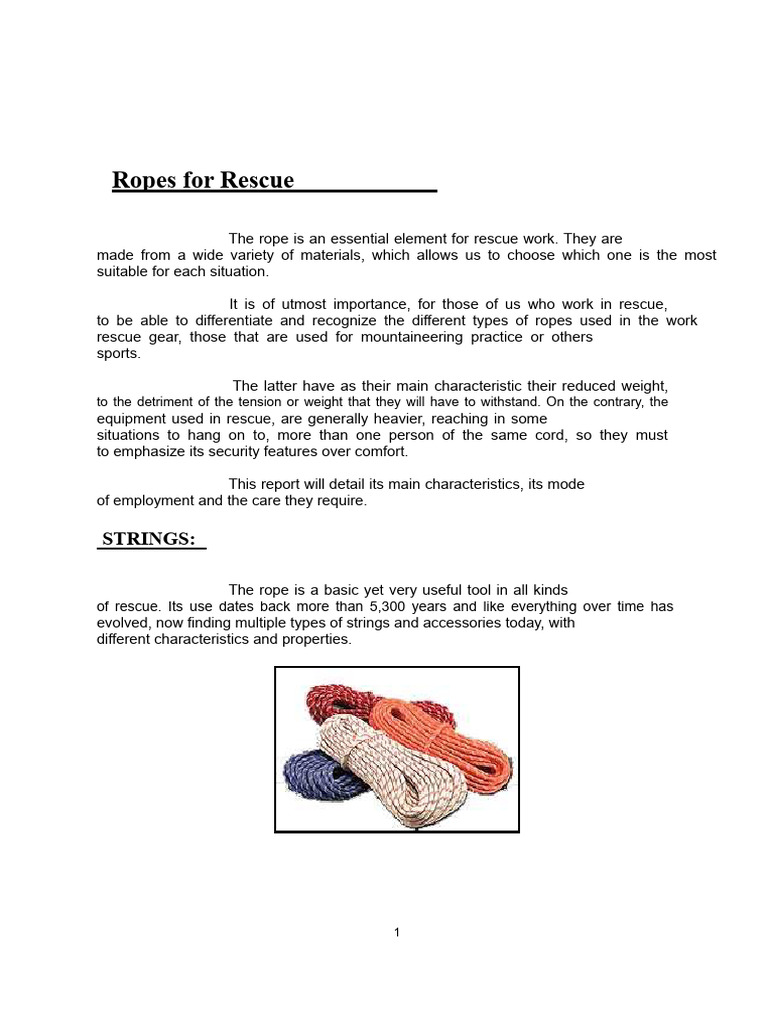 Types of Rescue Ropes Explained | PDF | Rope | Knot