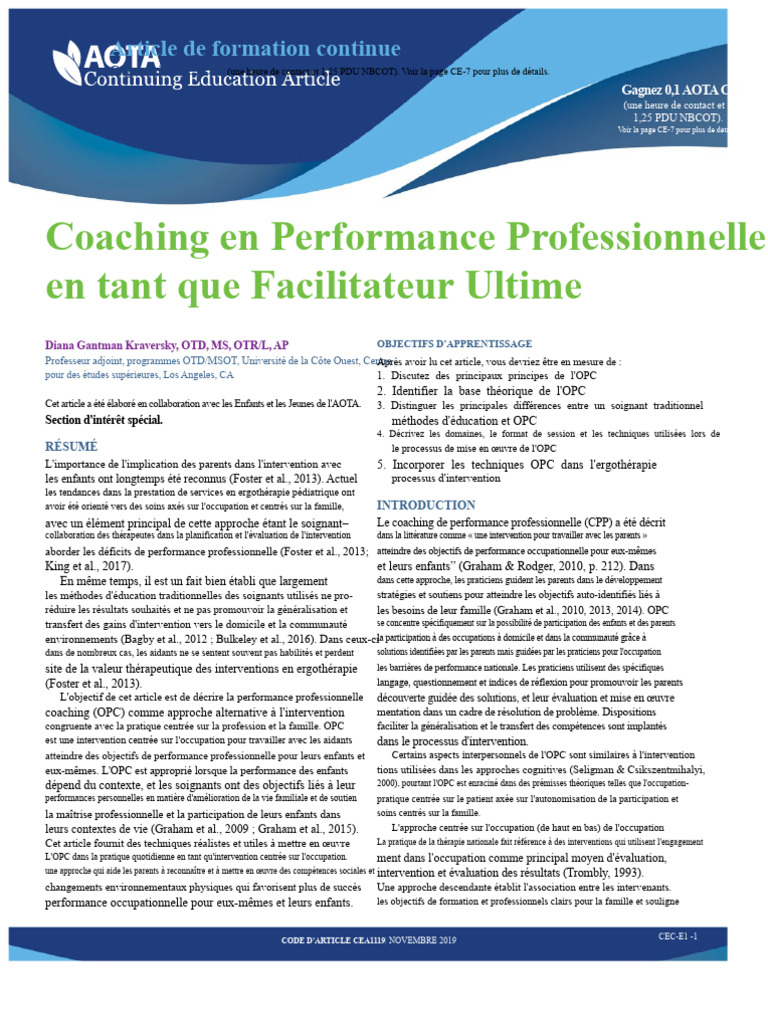 Coaching en Performance Professionnelle | PDF | Apprentissage ...