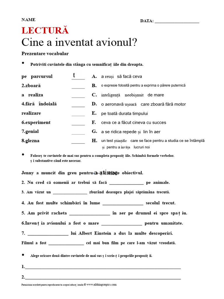 Lecția Cine A Inventat Avionul 20220731 | PDF